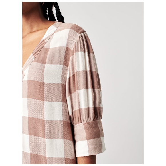 Faherty Helena Shirtdress Midi Dress Brownie Buffalo Plaid XL NWT - Picture 5 of 5